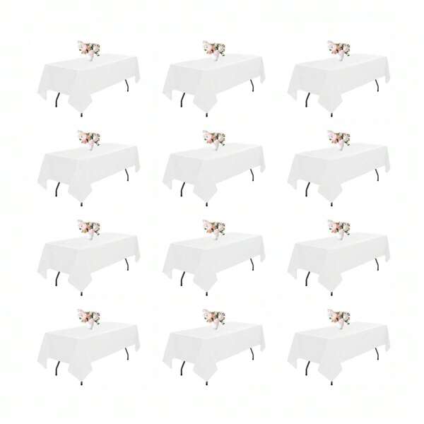 6/10/12 Pack White Rectangle Tablecloths, 60 X 102 Inch Table Cover Size, Fits 6 Ft Tables, Washable Polyester Fabric Table Cloths For Wedding, Party & Banquet